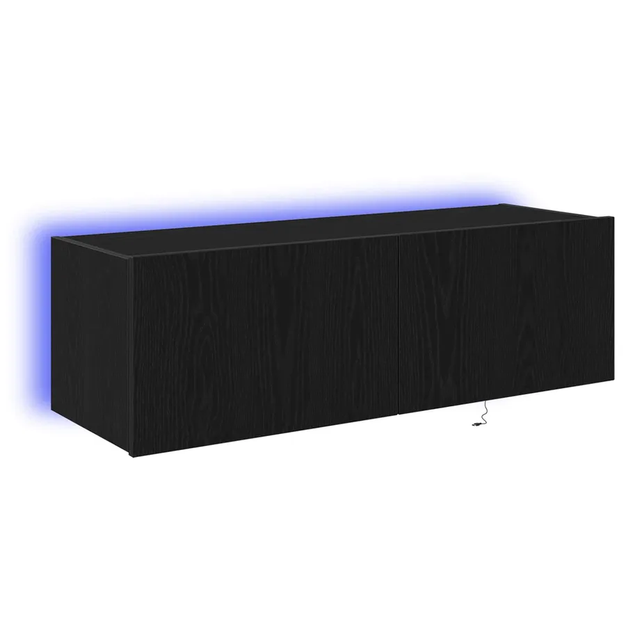 Meuble TV mural avec LED 2 pcs Chêne noir 100 x 35 x 31 cm - 2