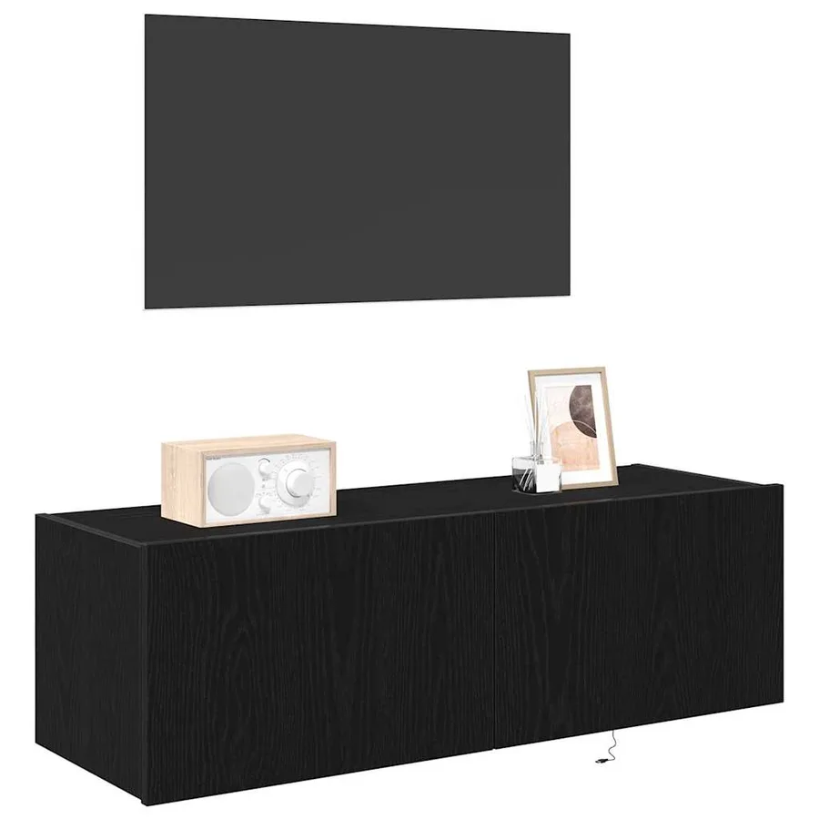 Meuble TV mural avec LED 2 pcs Chêne noir 100 x 35 x 31 cm - 3