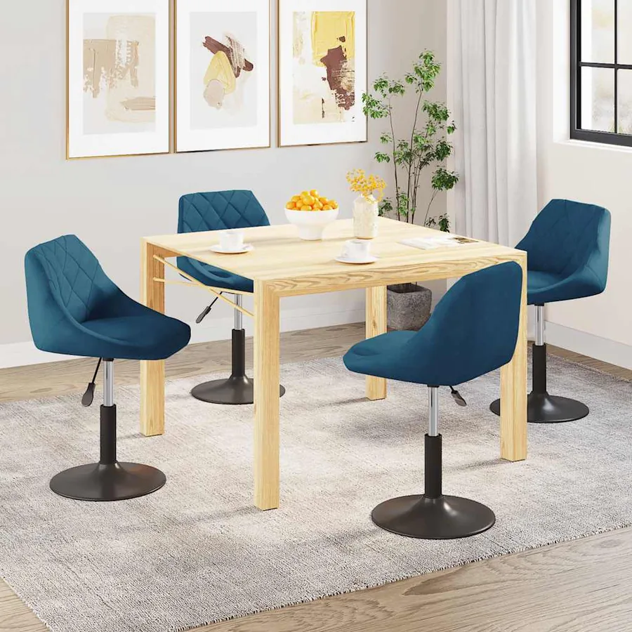 Chaises pivotantes à manger lot de 4 bleu velours