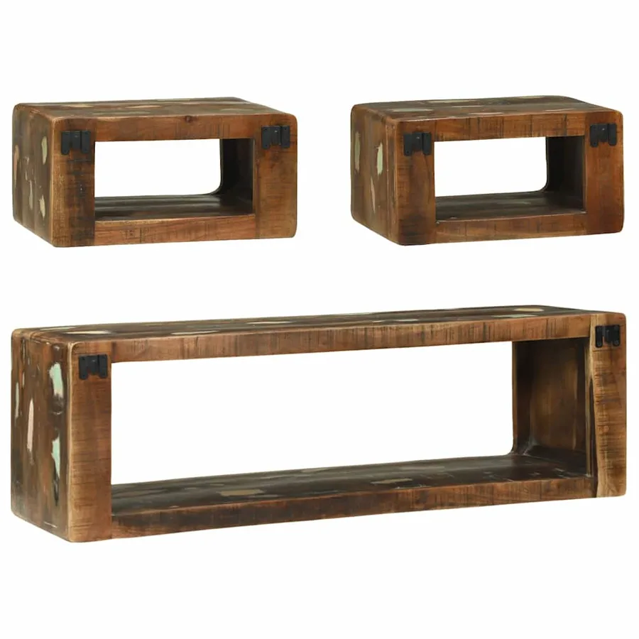 Ensemble meuble TV 3 pcs Bois massif de récupération - 6