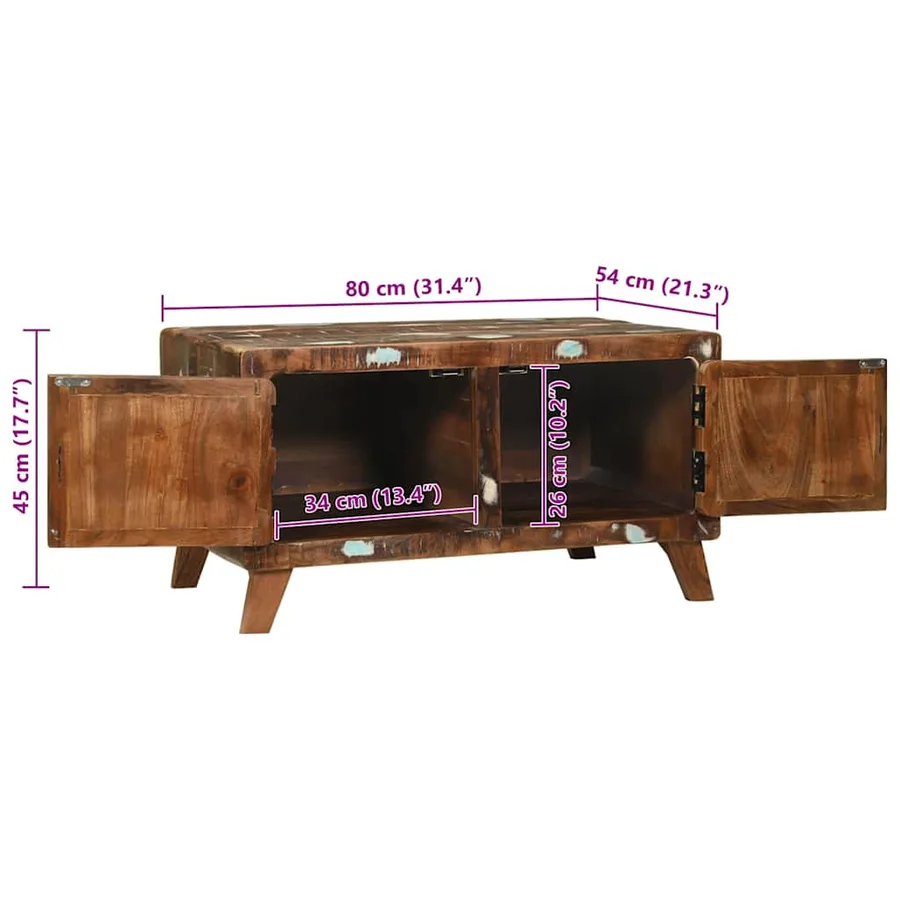 Table basse Multicolore 80 x 54 x 45 cm Bois Recyclé Solide - 13