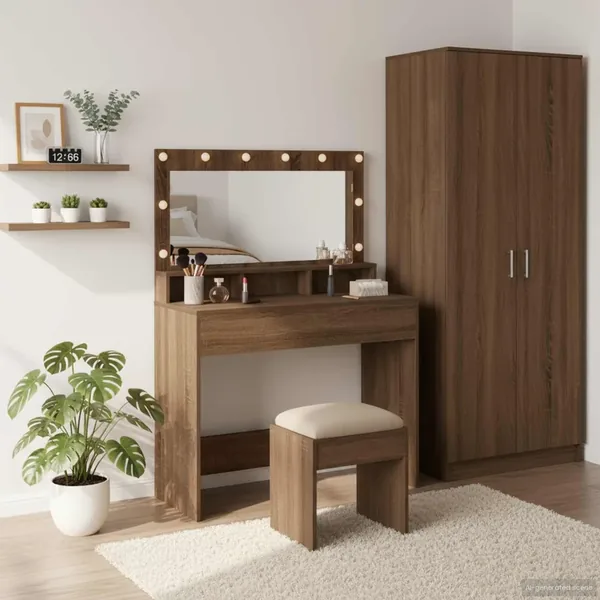 Table de Toilette avec étagère Chêne brun 100 x 41 x 135 cm