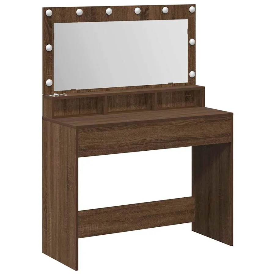 Table de Toilette avec étagère Chêne brun 100 x 41 x 135 cm - 2