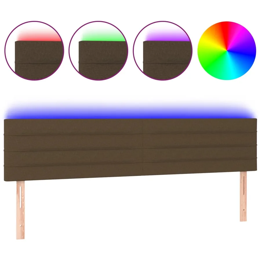 Tête de lit à LED Marron Foncé 160x5x78/88 cm Tissu - 2