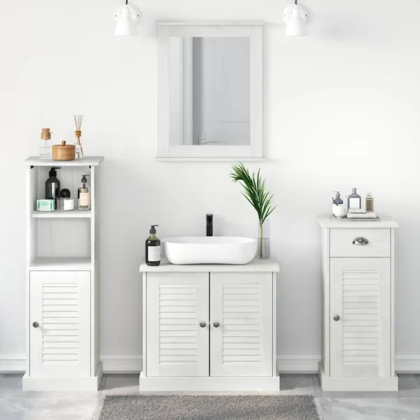 Ensemble de mobilier de salle de bain 4 pcs Blanc antique