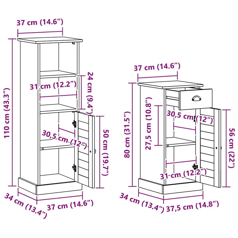 Ensemble de mobilier de salle de bain 4 pcs Blanc antique - 14