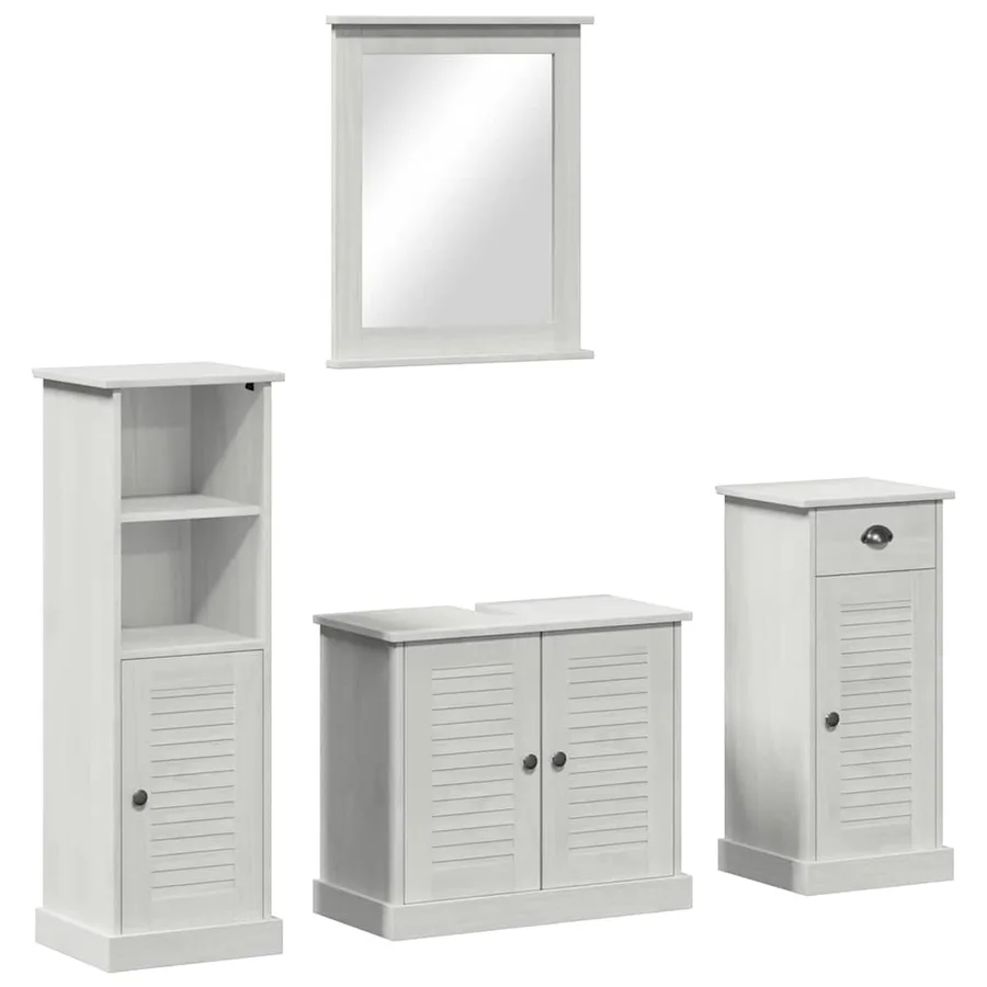 Ensemble de mobilier de salle de bain 4 pcs Blanc antique - 2