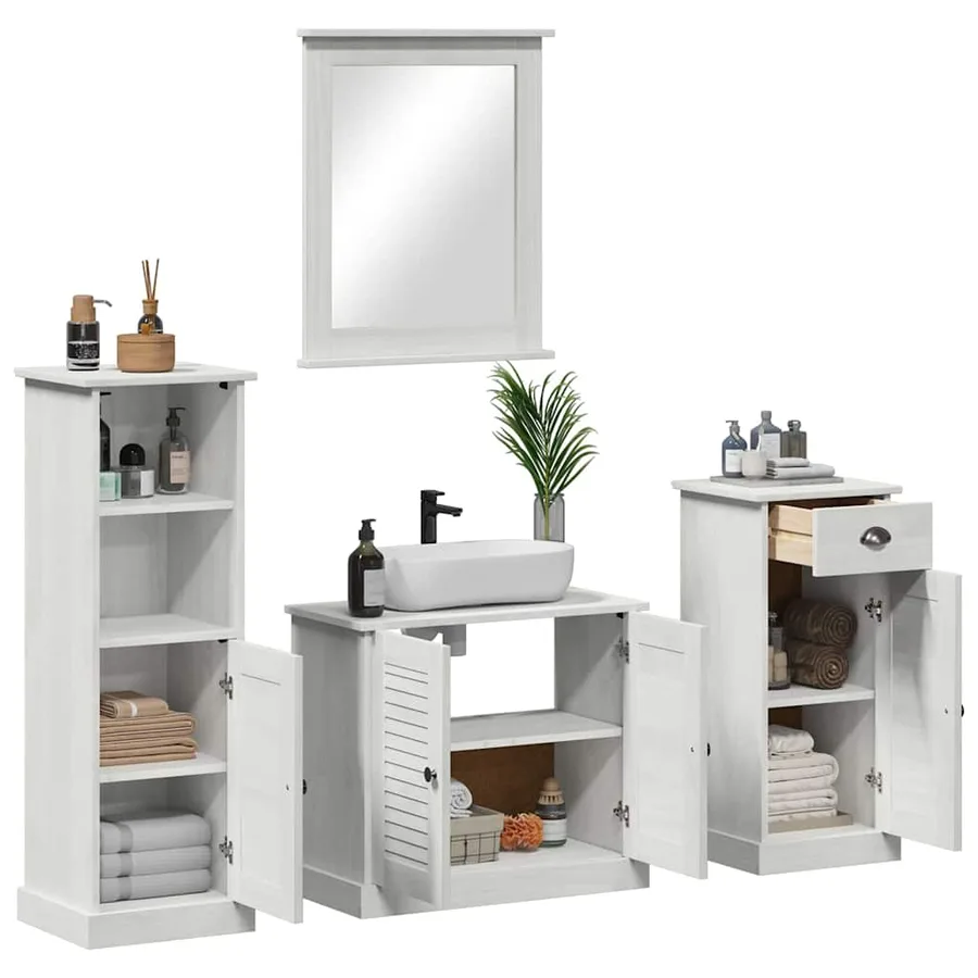 Ensemble de mobilier de salle de bain 4 pcs Blanc antique - 3