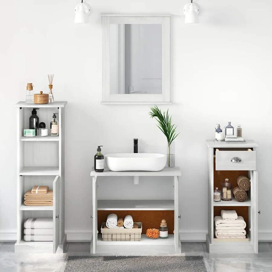 Ensemble de mobilier de salle de bain 4 pcs Blanc antique - 4