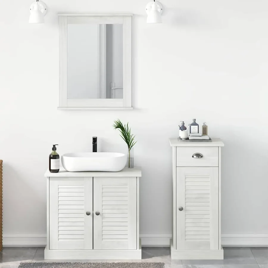 Ensemble de mobilier de salle de bain 3 pcs Blanc antique