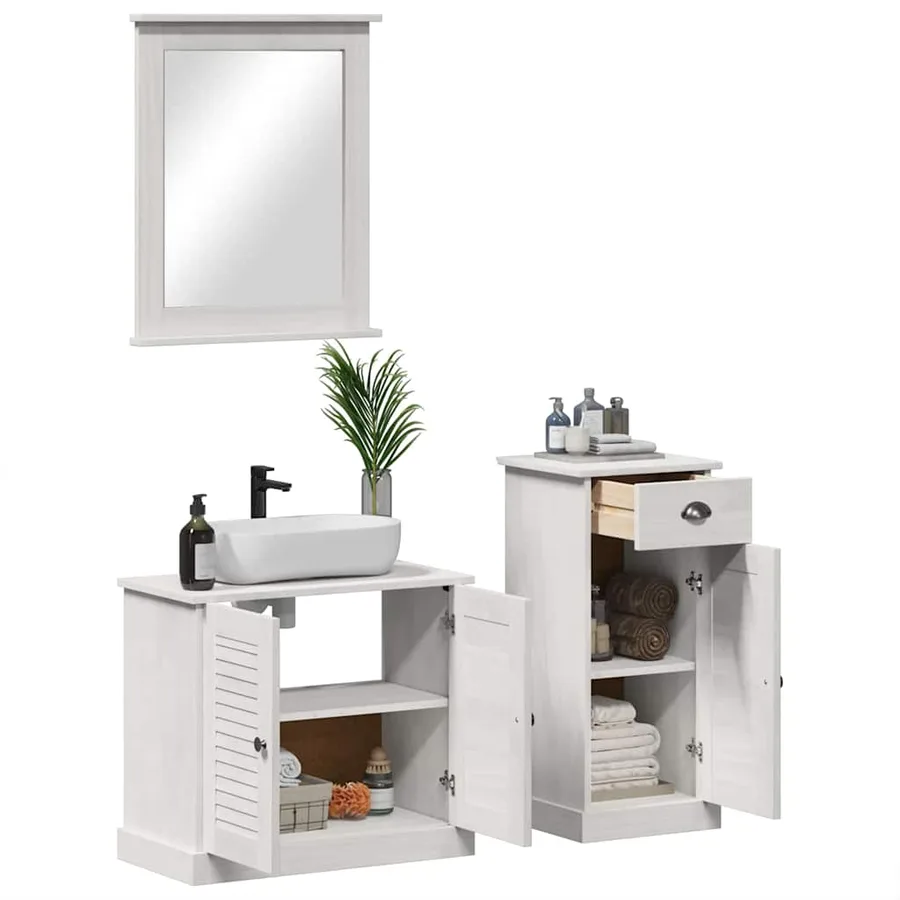 Ensemble de mobilier de salle de bain 3 pcs Blanc antique - 3
