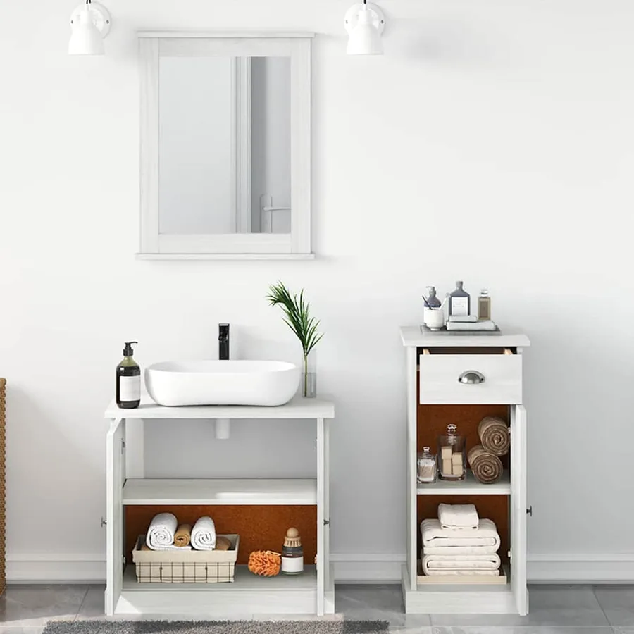 Ensemble de mobilier de salle de bain 3 pcs Blanc antique - 4