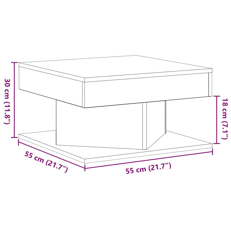 Table basse Chêne noir 57 x 57 x 30 cm Bois d'ingénierie - 8
