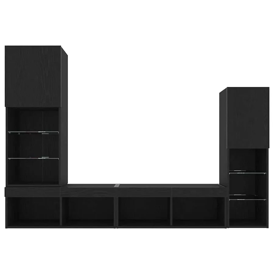 Meuble TV 4 pcs Chêne noir Bois d'ingénierie - 12