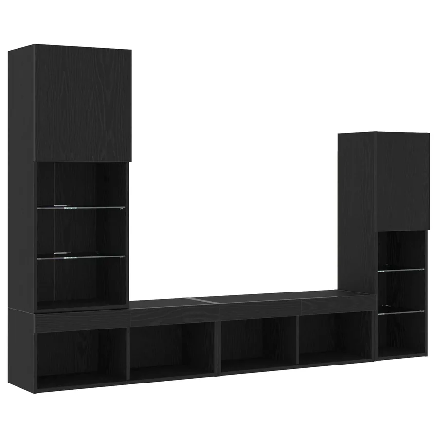 Meuble TV 4 pcs Chêne noir Bois d'ingénierie - 6