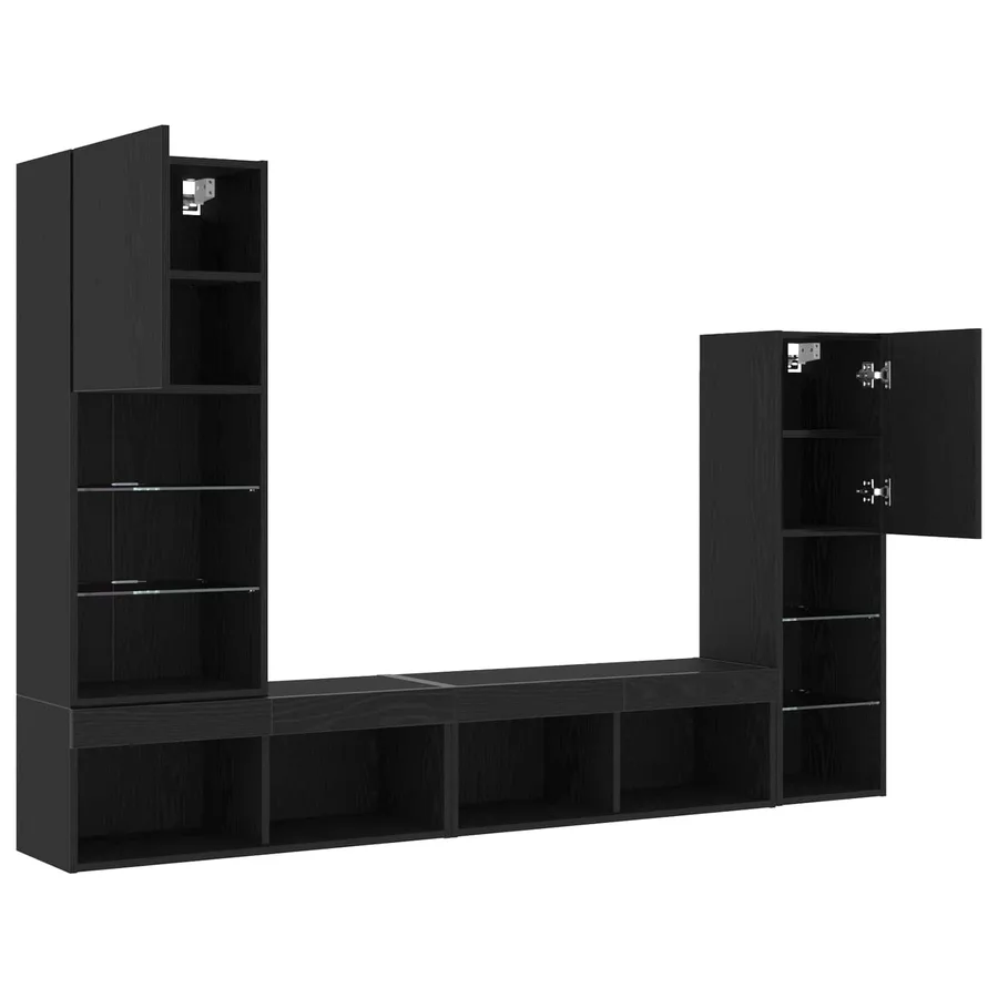Meuble TV 4 pcs Chêne noir Bois d'ingénierie - 7