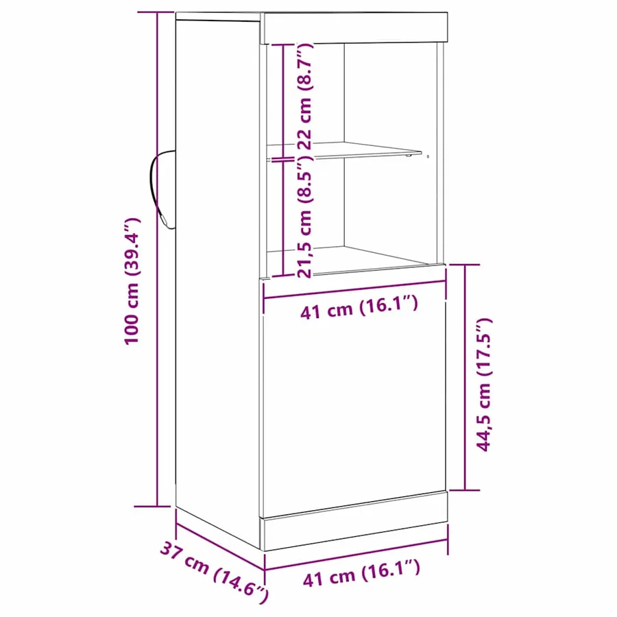 Buffet LED Chêne noir 41 x 37 x 100 cm Bois d'ingénierie - 15