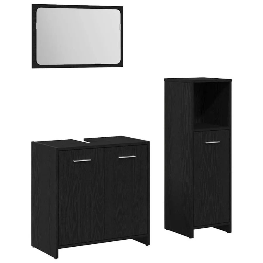Ensemble de mobilier de salle de bain 3 pcs Chêne noir - 2
