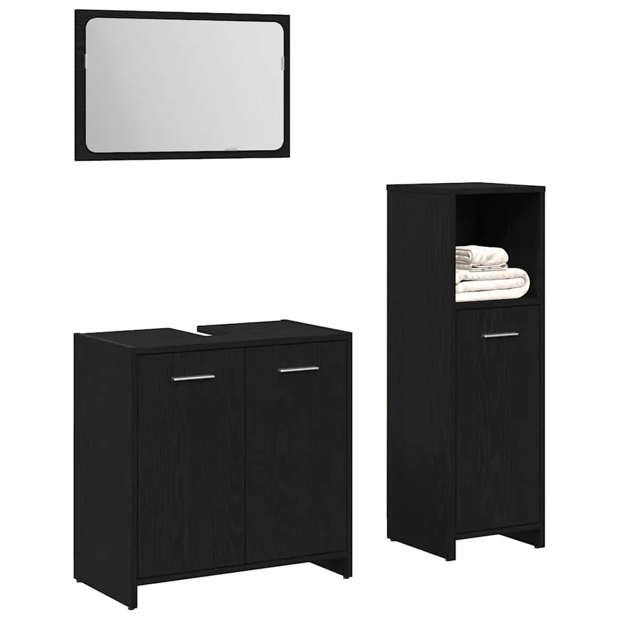 Ensemble de mobilier de salle de bain 3 pcs Chêne noir - 3