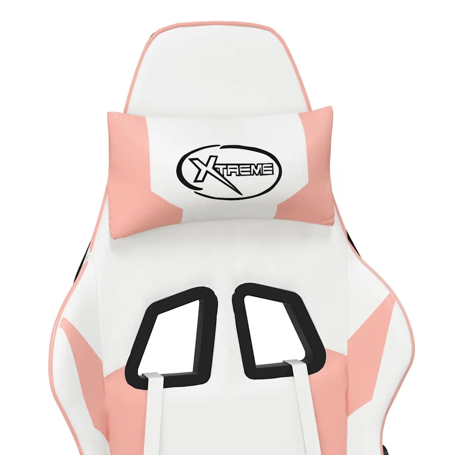 Chaise de jeu de massage avec repose-pied Blanc rose Similicuir - 10