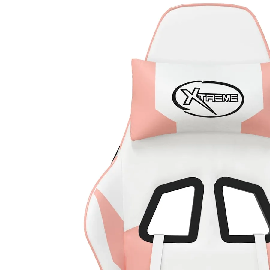 Chaise de jeu de massage avec repose-pied Blanc rose Similicuir - 12