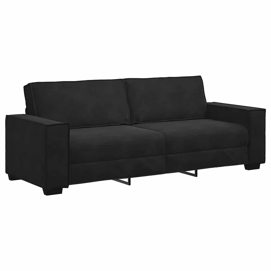 Ensemble de canapés 3 pcs avec coussins Noir Velours - 6