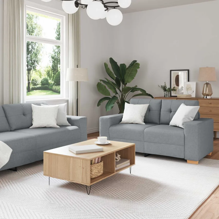 Canapé 3 pcs Gris clair 221 x 80 x 80 cm Tissu en lin mélangé