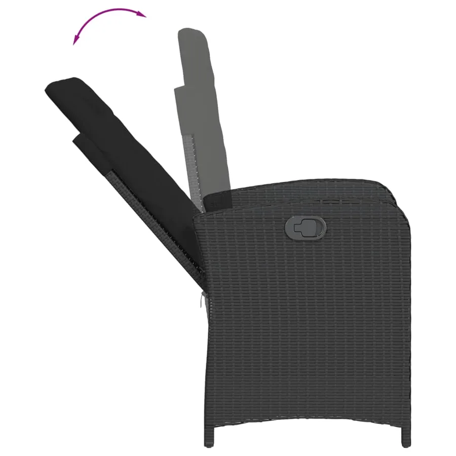 Ensemble à manger de jardin 9pcs coussins noir résine tressée - 6