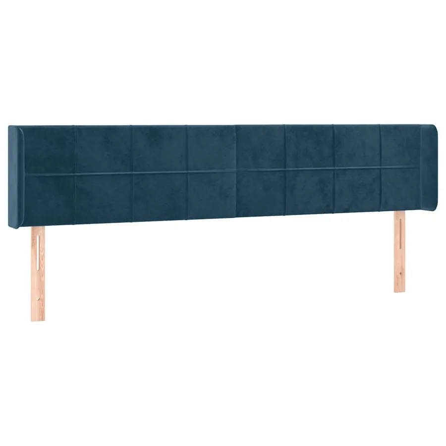 Tête de lit avec oreilles Bleu foncé 163x16x78/88 cm Velours - 2