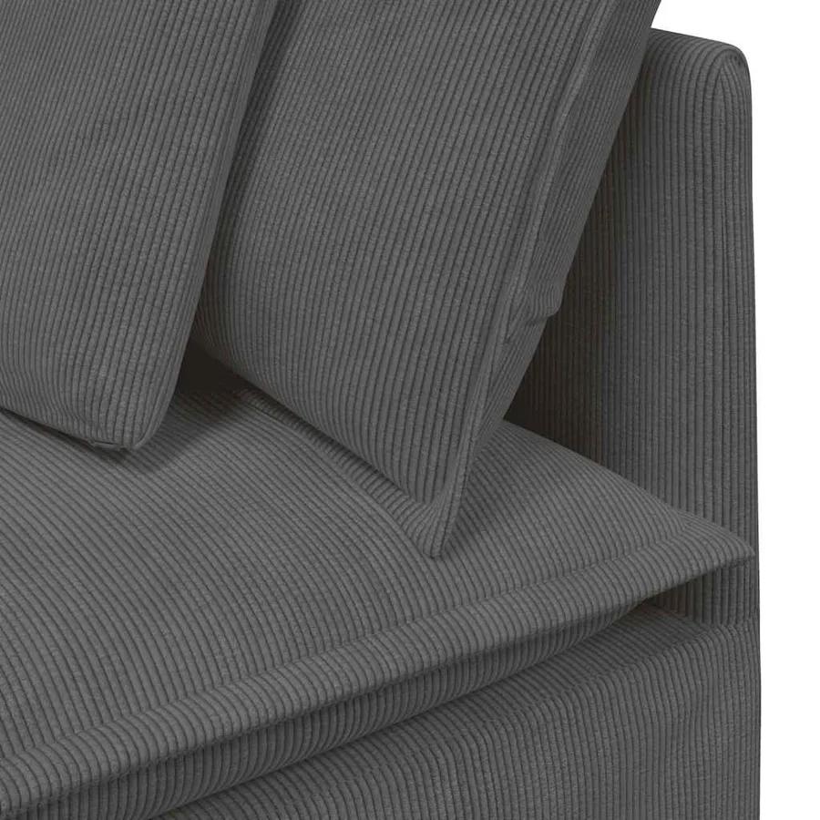 Canapé modulable avec coussins velours côtelé gris foncé - 8