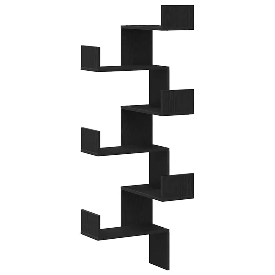 Étagère d'angle murale avec étagère Chêne noir 45 x 45 x 147 cm - 2