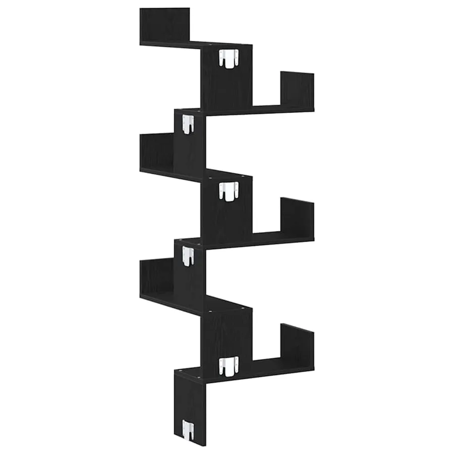 Étagère d'angle murale avec étagère Chêne noir 45 x 45 x 147 cm - 4