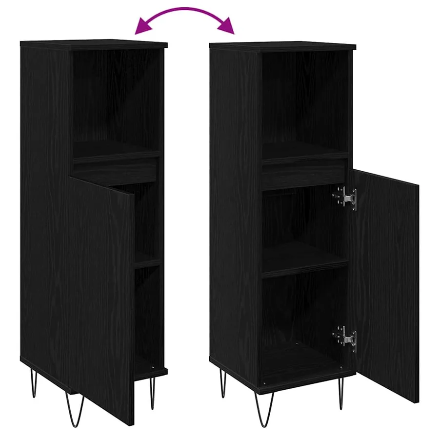 Cabinet de salle de bain avec porte Chêne noir 30 x 30 x 100 cm - 10