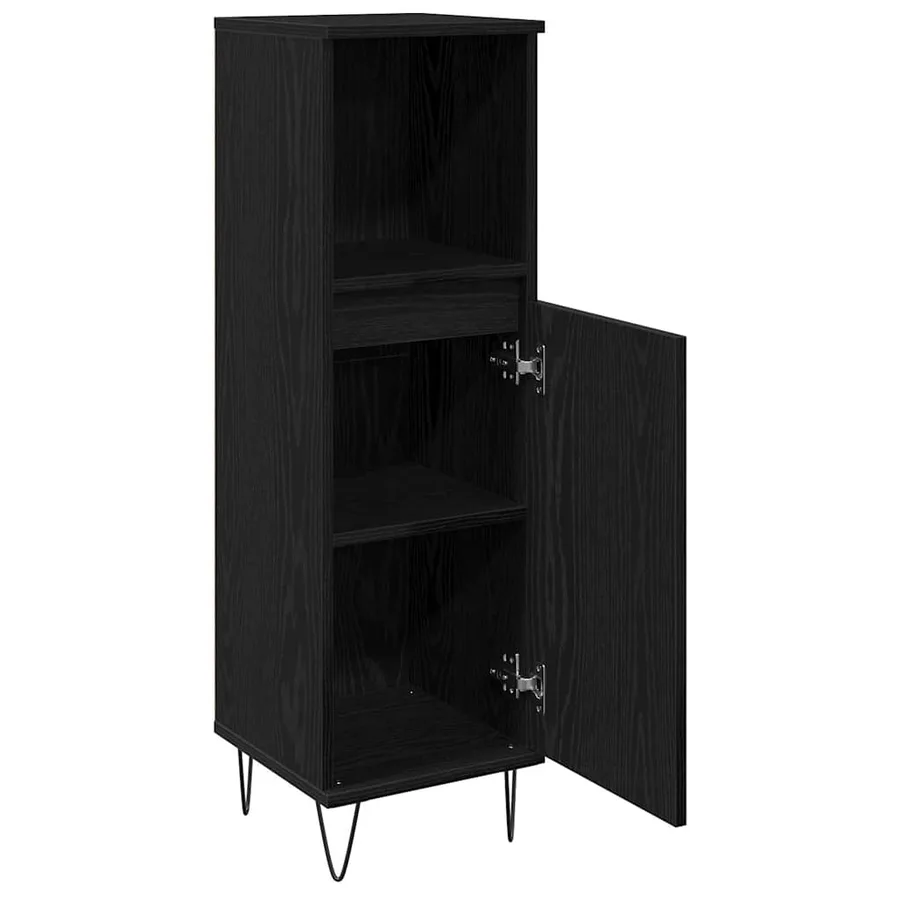 Cabinet de salle de bain avec porte Chêne noir 30 x 30 x 100 cm - 5