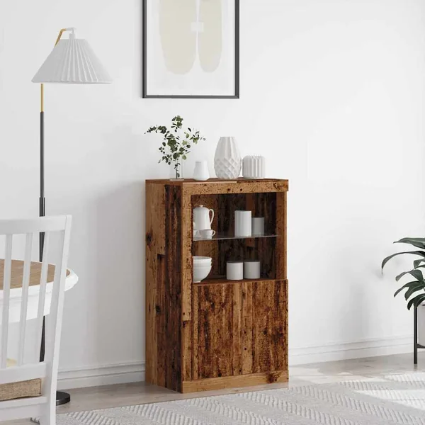 Buffet LED Bois ancien 60,5 x 37 x 100 cm Bois d'ingénierie