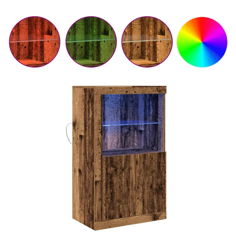 Buffet LED Bois ancien 60,5 x 37 x 100 cm Bois d'ingénierie - 4