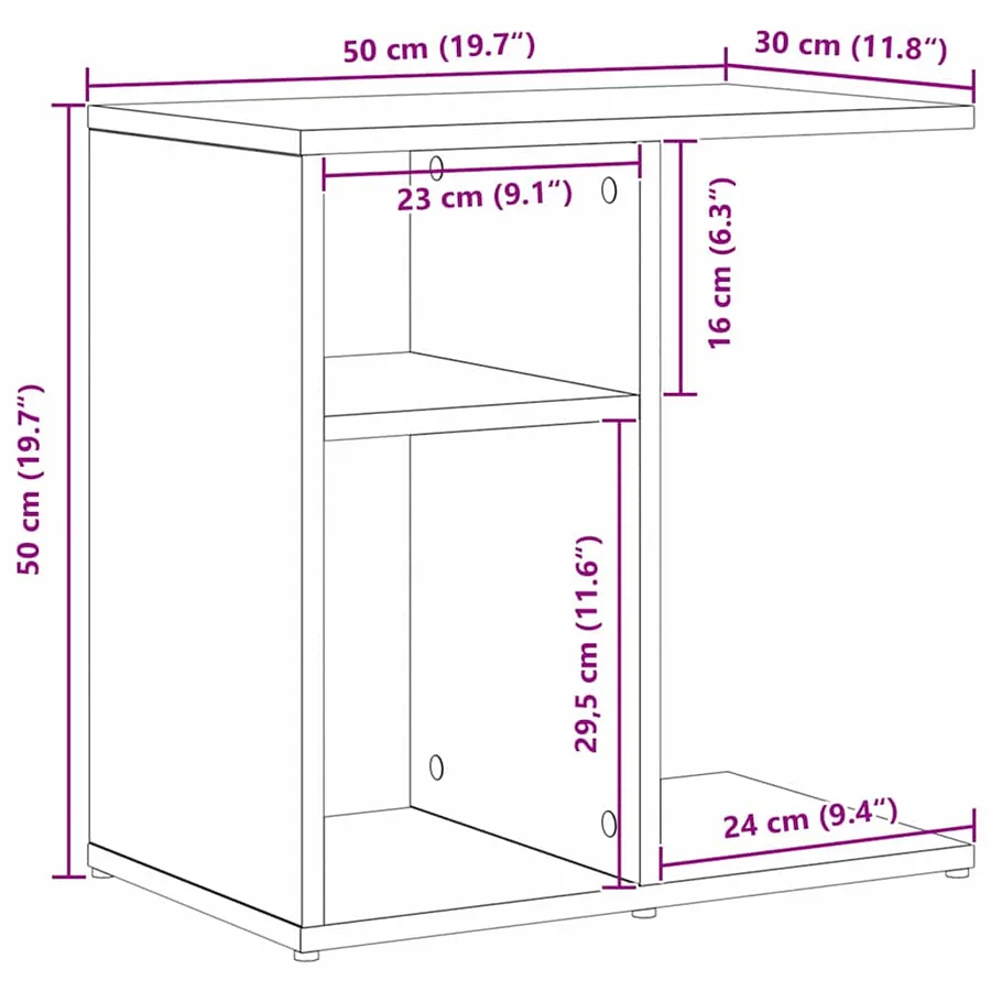 Table d'appoint Chêne noir 50 x 30 x 50 cm Bois d'ingénierie - 8