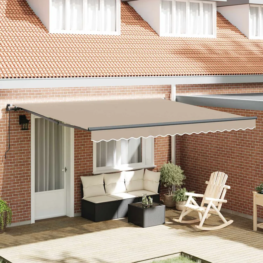Auvent rétractable Beige 400 × 300 cm Polyester et Aluminium