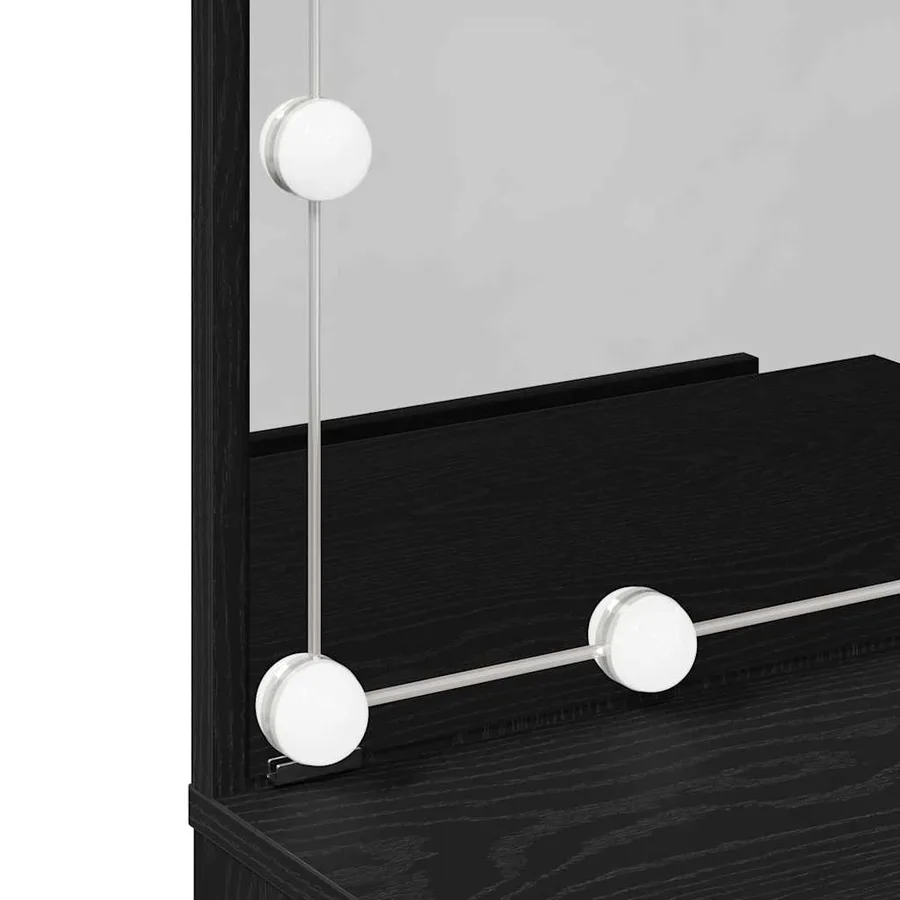Ensemble de table de maquillage LED avec tiroir Chêne noir - 13