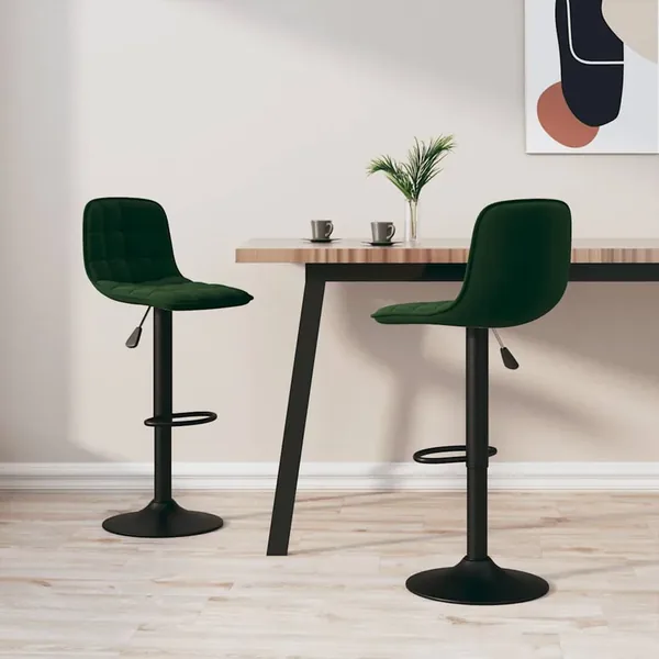 Tabourets de bar lot de 2 vert foncé velours
