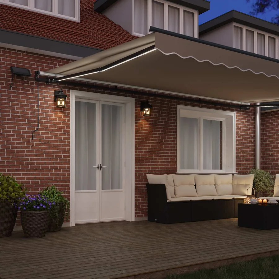 Auvent rétractable Beige 500 × 350 cm Tissu et Aluminium - 3