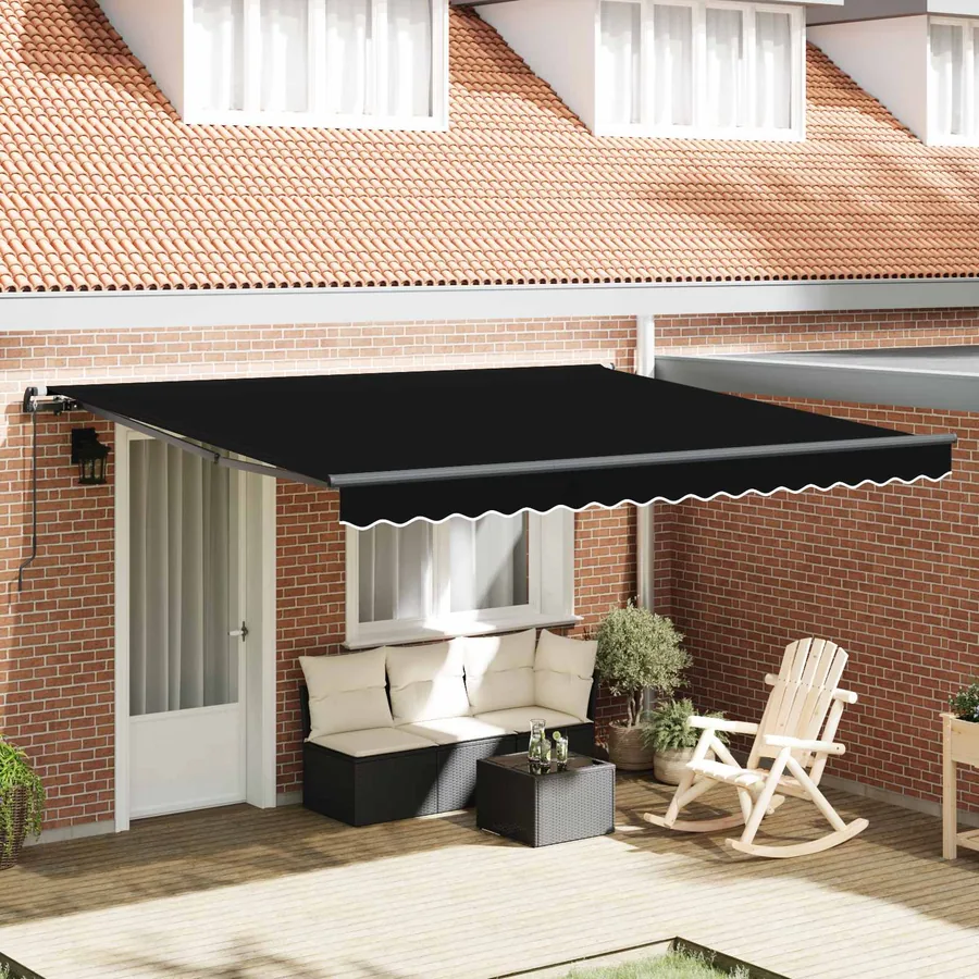 Auvent rétractable Noir 400 × 300 cm Polyester et Aluminium