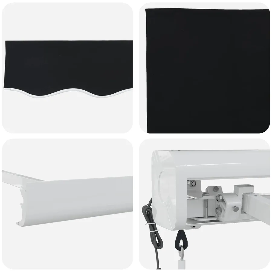 Auvent rétractable Noir 300 x 250 x 165 cm Tissu et Métal - 4