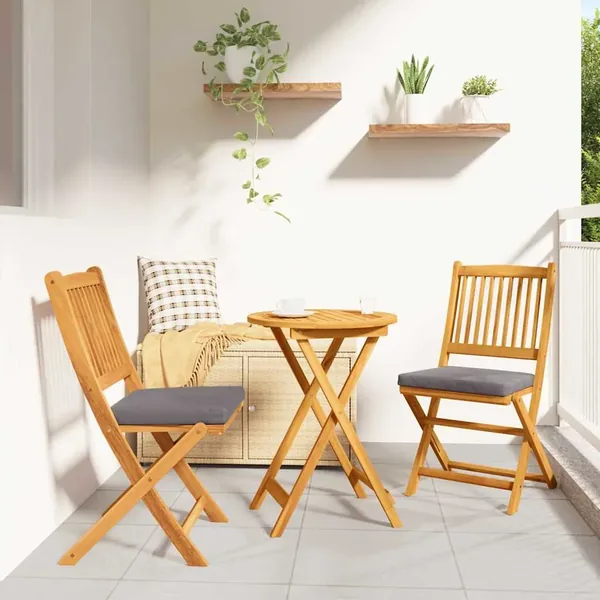 Ensemble bistro de jardin 3 pcs Marron Bois d'Acacia Massif