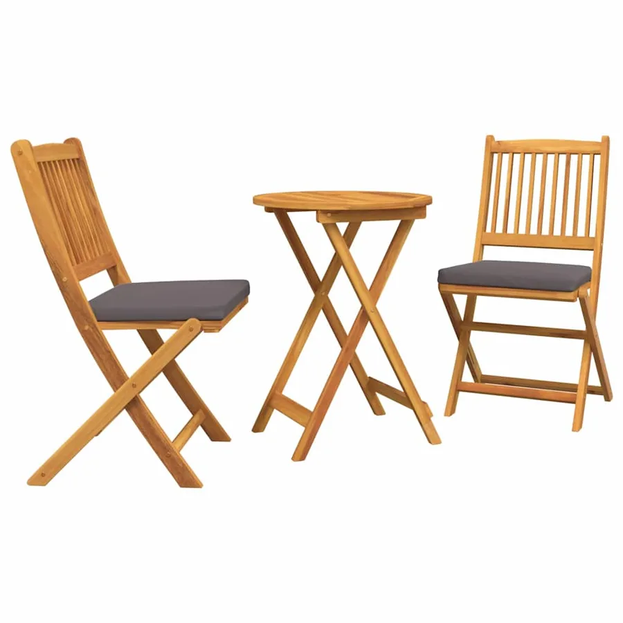 Ensemble bistro de jardin 3 pcs Marron Bois d'Acacia Massif - 2