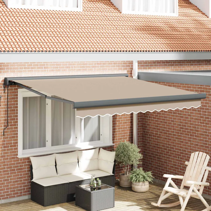 Auvent rétractable Beige 350 x 250 cm Tissu et Métal