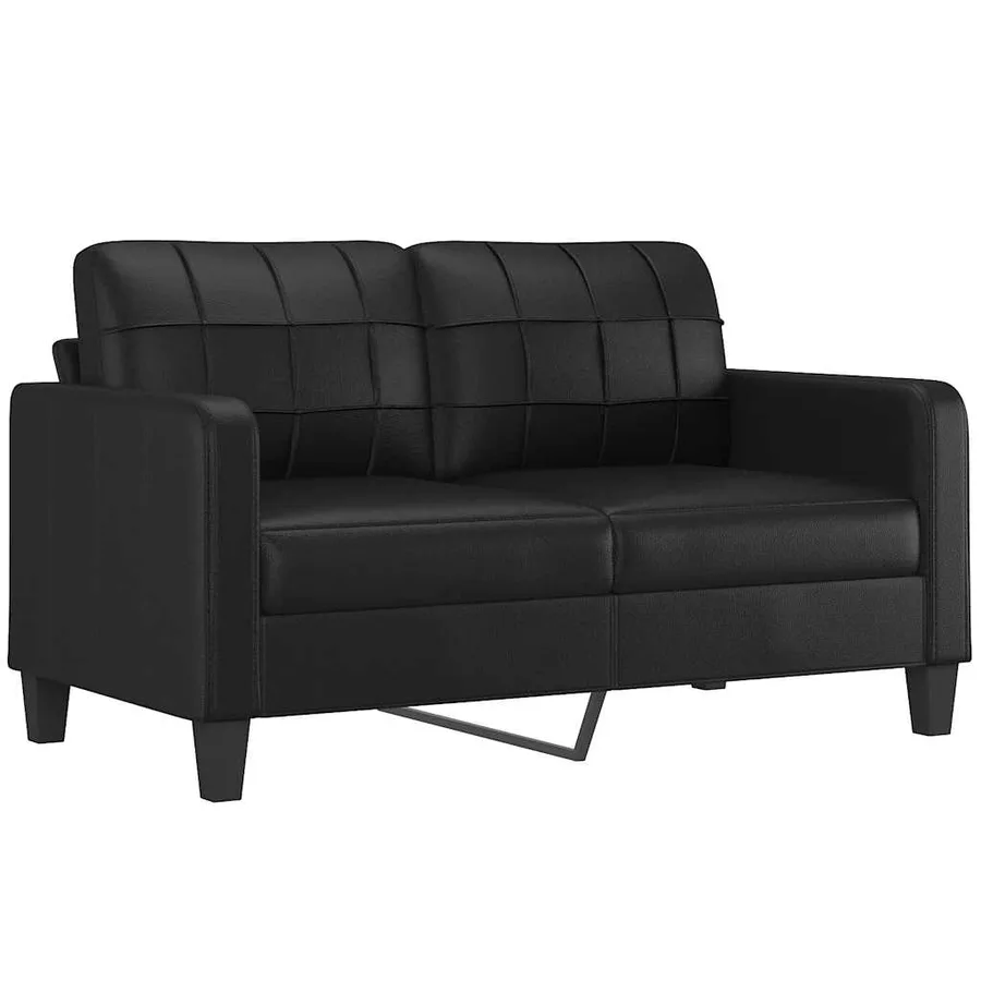 Canapé 2 places avec oreillers décoratifs noir 140cm similicuir - 4