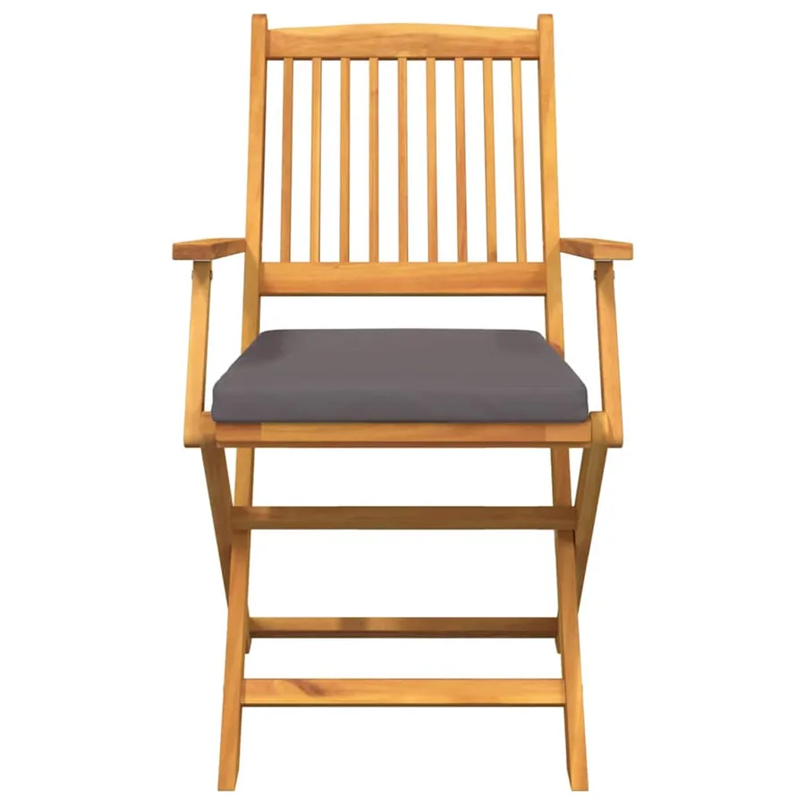Chaise pliante avec coussin 2 pcs Marron Bois d'acacia massif - 5