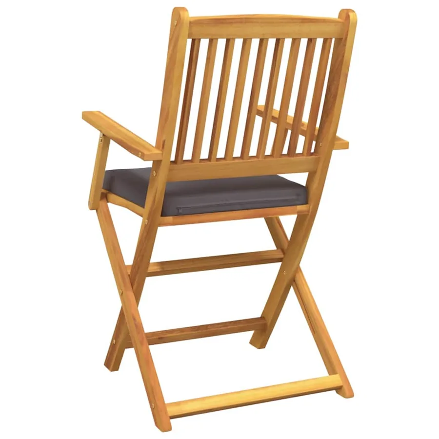Chaise pliante avec coussin 2 pcs Marron Bois d'acacia massif - 7