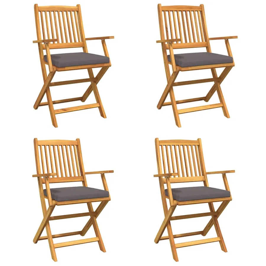 Chaise pliante avec coussin 4 pcs Blanc 49 x 57.5 x 92cm - 13